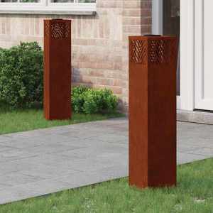 vidaXL Lumină LED Solară pentru Alei 2 pcs Oțel Corten Oțel Corten imagine
