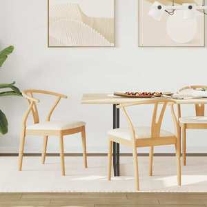 vidaXL Scaun de sufragerie 2 pcs Natural și deschis imagine