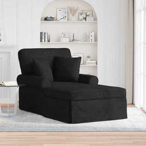 vidaXL Chaise Lounge cu fustă cu pernă Negru 91 x 157 x 91 cm țesătură imagine