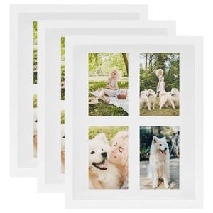 vidaXL Rame foto 3D, 3 buc., alb, 28x35 cm pentru foto 4x(10x15 cm) imagine