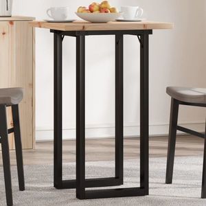 vidaXL Masă bucătărie, cadru O, 50x50x75, 5 cm lemn masiv pin și Oţel imagine