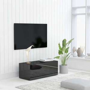 vidaXL Dulap TV, negru extralucios, 80x34x30 cm, lemn prelucrat imagine