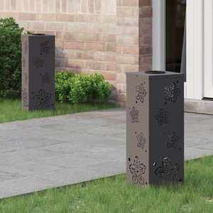 vidaXL Lumină LED Solară pentru Alei 2 pcs Negru Oțel laminat la rece imagine