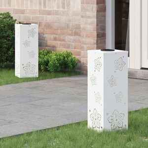 vidaXL Lumină LED Solară pentru Alei 2 pcs Alb Oțel laminat la rece imagine