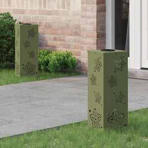 vidaXL Lumină LED Solară pentru Alei 2 pcs Verde măsliniu imagine