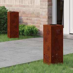 vidaXL Lumină LED Solară pentru Alei 2 pcs Oțel Corten Oțel Corten imagine