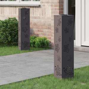 vidaXL Lumină LED Solară pentru Alei 2 pcs Negru Oțel laminat la rece imagine