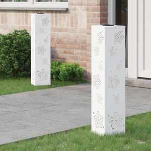 vidaXL Lumină LED Solară pentru Alei 2 pcs Alb Oțel laminat la rece imagine