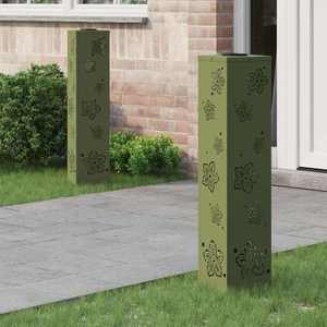 vidaXL Lumină LED Solară pentru Alei 2 pcs Verde măsliniu imagine