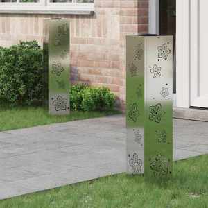 vidaXL Lumină LED Solară pentru Alei 2 pcs Galvanizat Galvanizat imagine