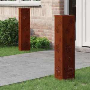 vidaXL Lumină LED Solară pentru Alei 2 pcs Oțel Corten Oțel Corten imagine