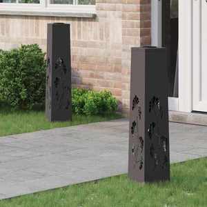 vidaXL Lumină LED Solară pentru Alei 2 pcs Negru Oțel laminat la rece imagine