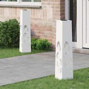 vidaXL Lumină LED Solară pentru Alei 2 pcs Alb Oțel laminat la rece imagine