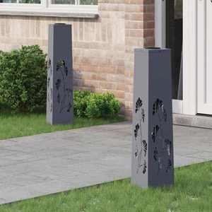 vidaXL Lumină LED Solară pentru Alei 2 pcs Antracit imagine