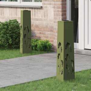 vidaXL Lumină LED Solară pentru Alei 2 pcs Verde măsliniu imagine