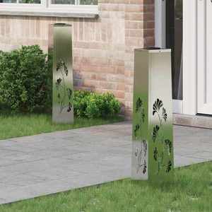 vidaXL Lumină LED Solară pentru Alei 2 pcs Galvanizat Galvanizat imagine