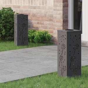 vidaXL Lumină LED Solară pentru Alei 2 pcs Negru Oțel laminat la rece imagine