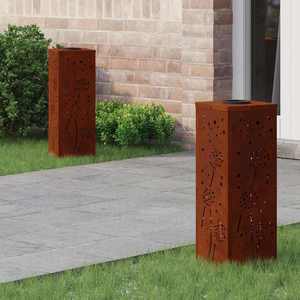 vidaXL Lumină LED Solară pentru Alei 2 pcs Oțel Corten Oțel Corten imagine