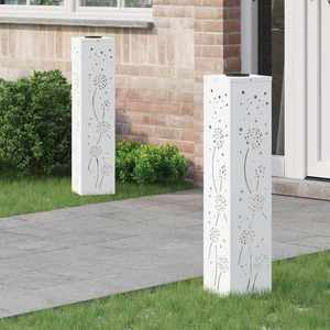 vidaXL Lumină LED Solară pentru Alei 2 pcs Alb Oțel laminat la rece imagine