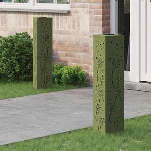 vidaXL Lumină LED Solară pentru Alei 2 pcs Verde măsliniu imagine