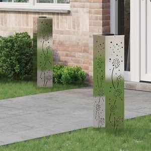 vidaXL Lumină LED Solară pentru Alei 2 pcs Oţel inoxidabil imagine