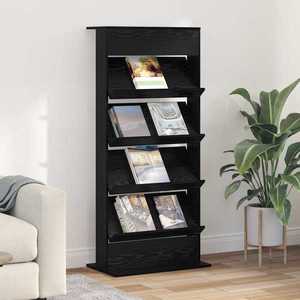 vidaXL Raft pentru reviste Stejar Negru 70 x 41 x 156 cm Lemn compozit imagine
