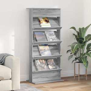 vidaXL Raft pentru reviste Gri Sonoma 70 x 41 x 156 cm Lemn compozit imagine
