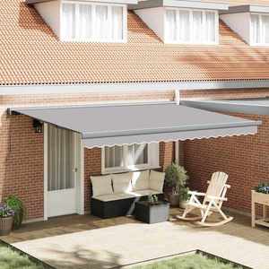 vidaXL Cortina Retractabilă Manual Gri deschis 4 ×3 m Pânză imagine