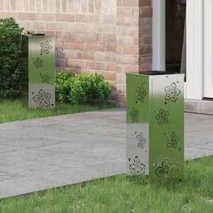 vidaXL Lumină LED Solară pentru Alei 2 pcs Galvanizat Galvanizat imagine