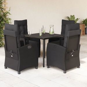 vidaXL Set mobilier de grădină cu perne, 5 piese, negru, poliratan imagine