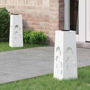 vidaXL Lumină LED Solară pentru Alei 2 pcs Alb Oțel laminat la rece imagine