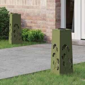 vidaXL Lumină LED Solară pentru Alei 2 pcs Verde măsliniu imagine