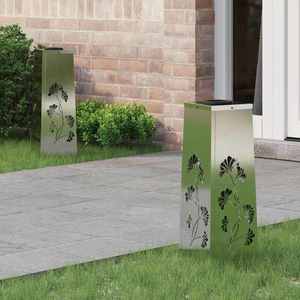 vidaXL Lumină LED Solară pentru Alei 2 pcs Galvanizat Galvanizat imagine