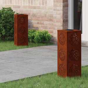 vidaXL Lumină LED Solară pentru Alei 2 pcs Oțel Corten Oțel Corten imagine