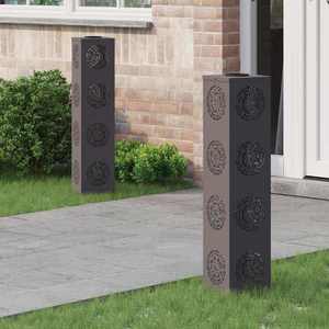 vidaXL Lumină LED Solară pentru Alei 2 pcs Negru Oțel laminat la rece imagine