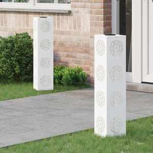 vidaXL Lumină LED Solară pentru Alei 2 pcs Alb Oțel laminat la rece imagine