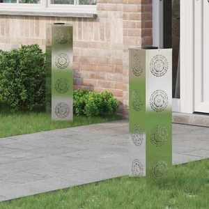 vidaXL Lumină LED Solară pentru Alei 2 pcs Oţel inoxidabil imagine