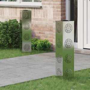 vidaXL Lumină LED Solară pentru Alei 2 pcs Galvanizat Galvanizat imagine