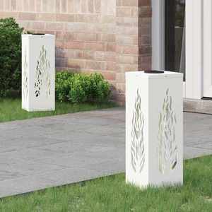 vidaXL Lumină LED Solară pentru Alei 2 pcs Alb Oțel laminat la rece imagine
