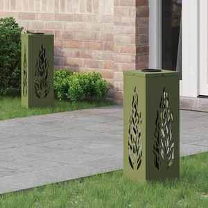 vidaXL Lumină LED Solară pentru Alei 2 pcs Verde măsliniu imagine