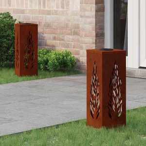 vidaXL Lumină LED Solară pentru Alei 2 pcs Oțel Corten Oțel Corten imagine