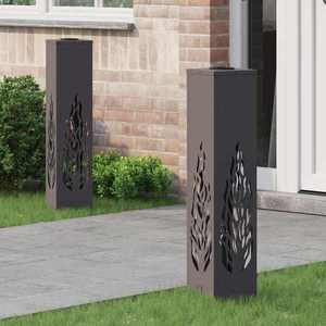 vidaXL Lumină LED Solară pentru Alei 2 pcs Negru Oțel laminat la rece imagine