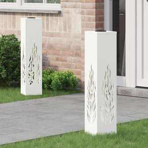 vidaXL Lumină LED Solară pentru Alei 2 pcs Alb Oțel laminat la rece imagine