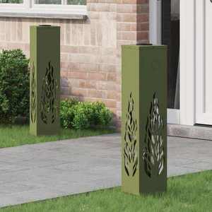 vidaXL Lumină LED Solară pentru Alei 2 pcs Verde măsliniu imagine