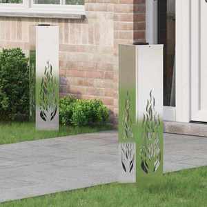 vidaXL Lumină LED Solară pentru Alei 2 pcs Galvanizat Galvanizat imagine