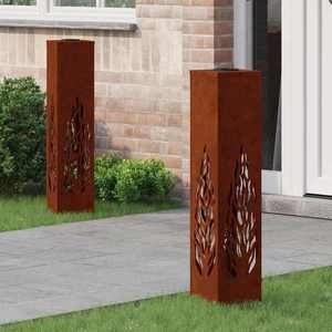vidaXL Lumină LED Solară pentru Alei 2 pcs Oțel Corten Oțel Corten imagine