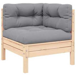 vidaXL Canapea colțar de grădină cu perne gri, lemn masiv de pin imagine