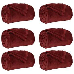 vidaXL Pături de aruncat 6 pcs Roșu Bordeaux 130 x 150 cm Molton imagine