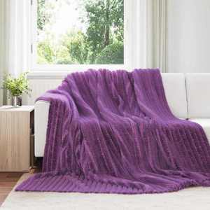 vidaXL Pătura de aruncat Violet 240 x 220 cm Molton imagine