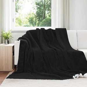 vidaXL Pătura de aruncat Negru 240 x 270 cm Molton imagine